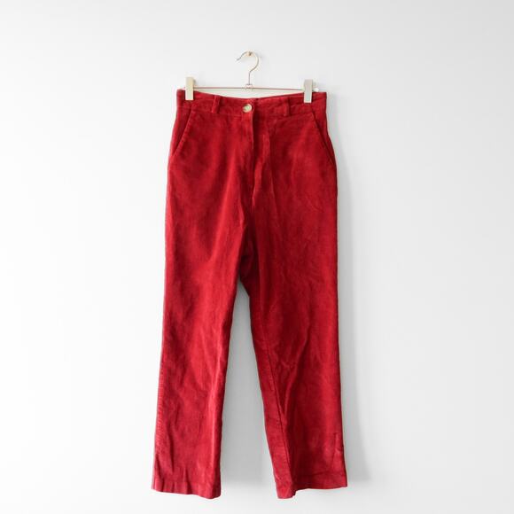 Poker Face Apple Red Corduroy Pants Straight Leg Small - Picture 1 of 6